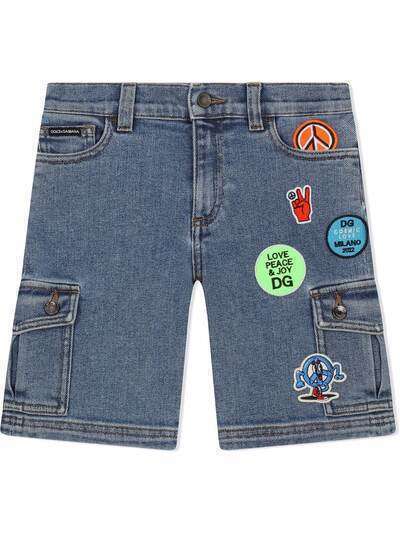Dolce & Gabbana Kids джинсовые шорты карго с нашивками
