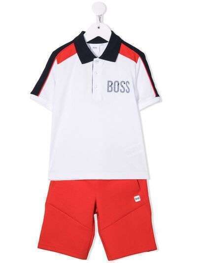 BOSS Kidswear комплект из шорт и рубашки поло в стиле колор-блок