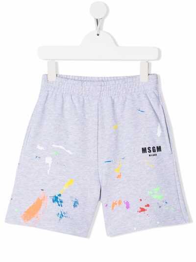 MSGM Kids шорты с эффектом разбрызганной краски