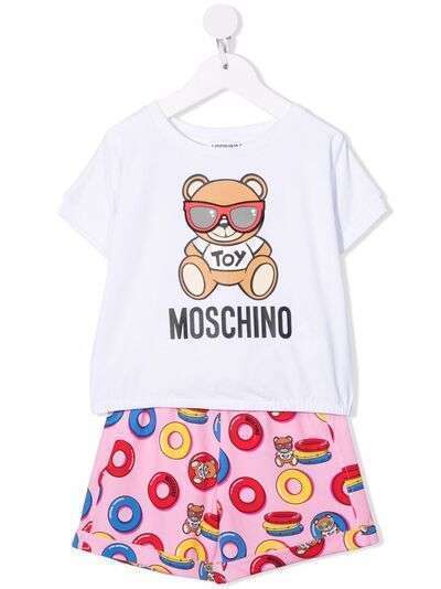 Moschino Kids комплект из топа и шортов с принтом Teddy Bear