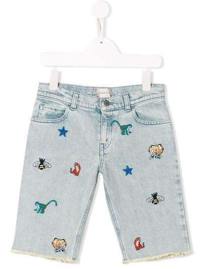 Gucci Kids джинсовые шорты с вышивкой 547821XDAC7