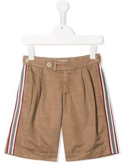Brunello Cucinelli Kids шорты с контрастными полосками и складками B291LP905