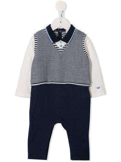 Emporio Armani Kids chevron print one piece 6GHD084JHGZ