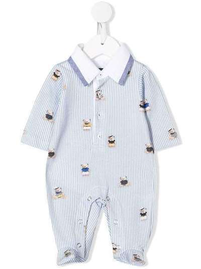 Lapin House striped bear pattern bodysuit 201E5268