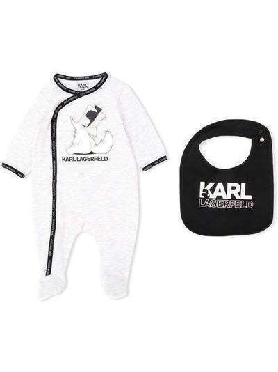 Karl Lagerfeld Kids боди с длинными рукавами и логотипом Z98053A10