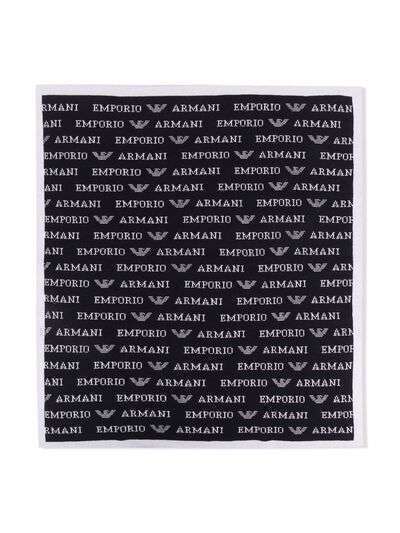 Emporio Armani Kids одеяло в рубчик с логотипом