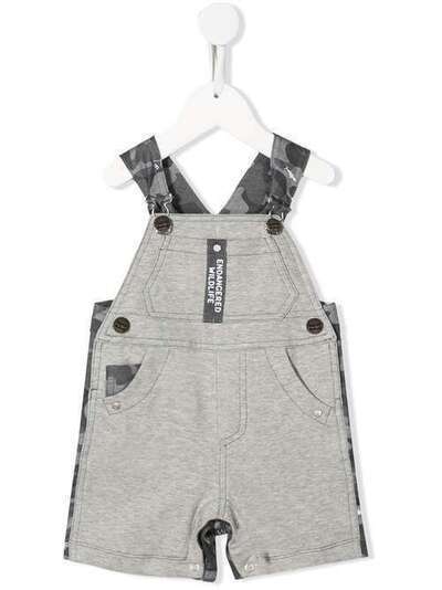 Lapin House camouflage patterned stitch detail dungarees 201E4605