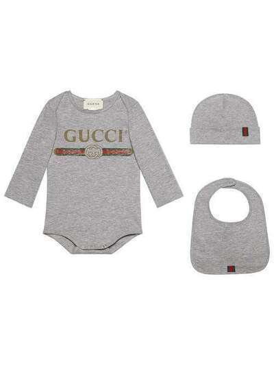 Gucci Kids комбинезон с шапкой и нагрудником с логотипом 520825X9U05