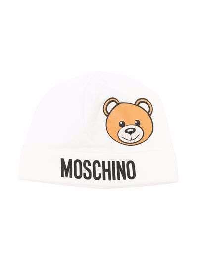 Moschino Kids шапка бини с принтом