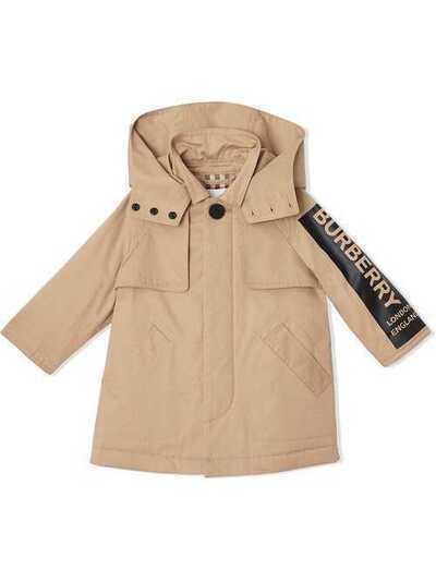 Burberry Kids пальто со съемным капюшоном и логотипом 8014115