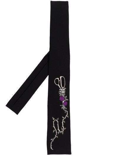 Yohji Yamamoto галстук с вышивкой