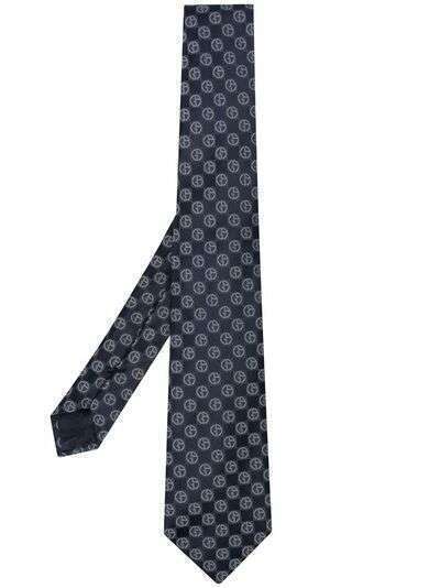 Giorgio Armani шелковый галстук с вышитым логотипом