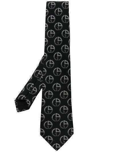 Giorgio Armani шелковый галстук с жаккардовым логотипом