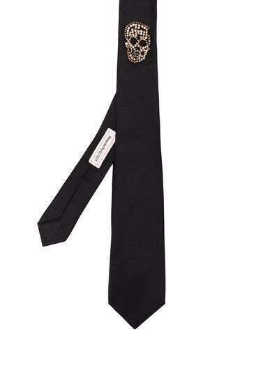 Alexander McQueen шелковый галстук с декором Skull