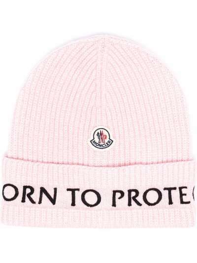 Moncler шапка бини Born To Protect с логотипом