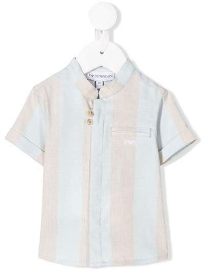 Emporio Armani Kids полосатая рубашка с короткими рукавами и логотипом 3HHC044N3HZ