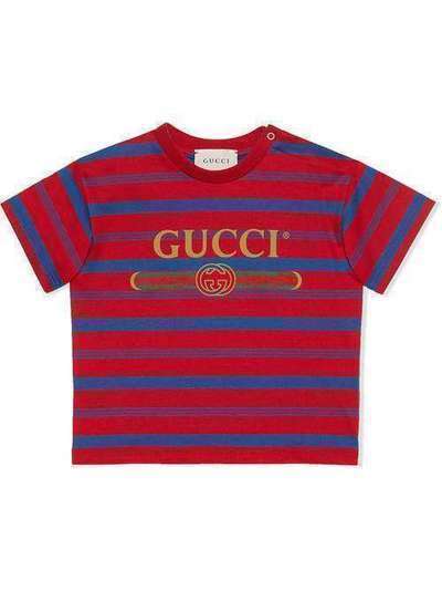 Gucci Kids полосатая футболка с логотипом 608692XJCC8