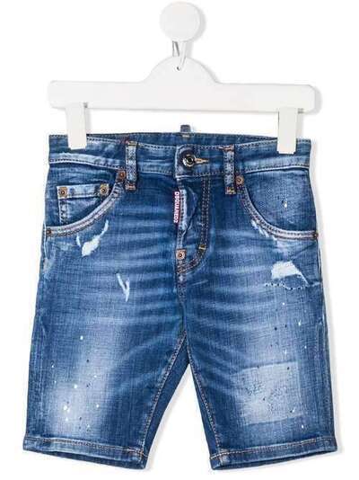 Dsquared2 Kids джинсовые шорты с эффектом потертости DQ024DD00YI