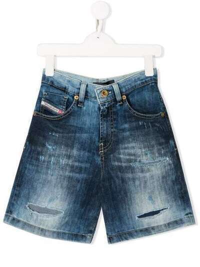 Diesel Kids джинсовые шорты с эффектом потертости 00J4QWKXB37
