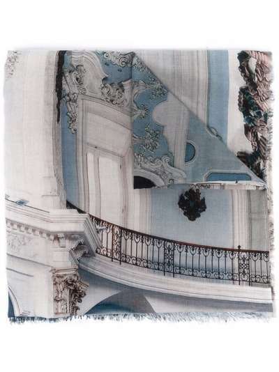 Faliero Sarti шарф с бахромой и принтом Palazzo Borromeo