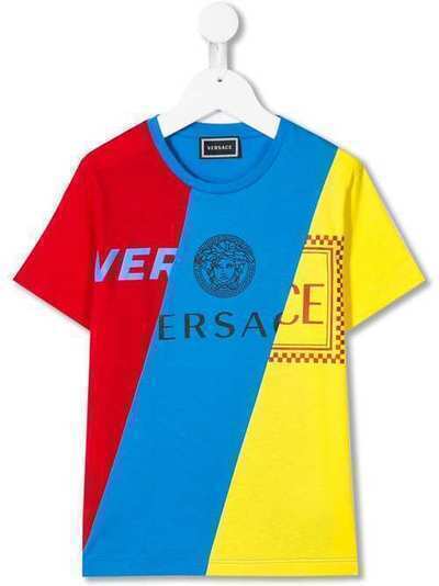 Young Versace футболка в технике пэчворк с логотипом YD000207YA000791