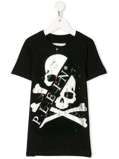 Philipp Plein Junior футболка с принтом Skull S20CBTK0900PJY002N