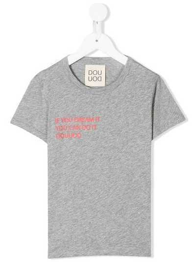 Douuod Kids quote-print relaxed-fit T-shirt TE551229M805