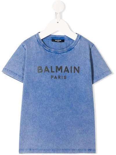Balmain Kids футболка с логотипом и выцветшим эффектом 6M8751MA030