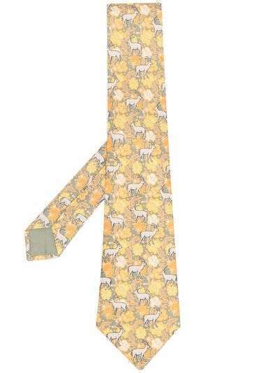 Hermès шелковый галстук 2000-х годов с анималистичным принтом