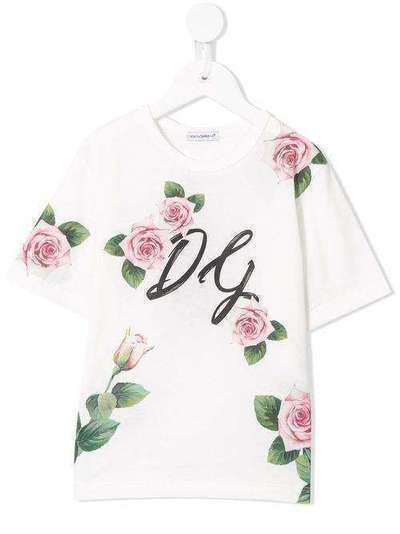 Dolce & Gabbana Kids футболка с цветочным принтом L5JTEVG7VXY