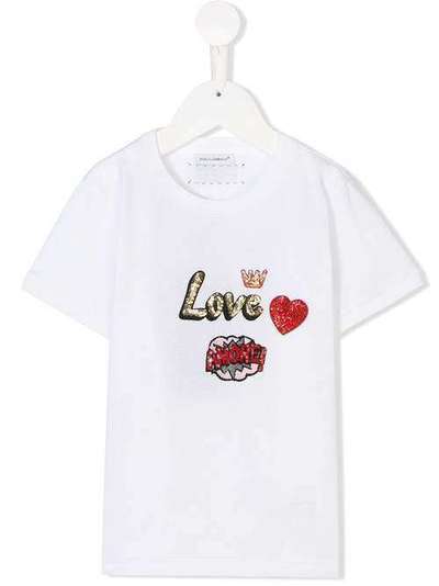 Dolce & Gabbana Kids футболка с логотипом с пайетками L5JTBVG7OTJ