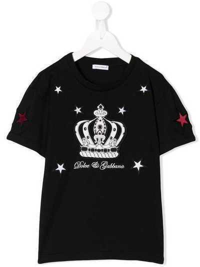 Dolce & Gabbana Kids футболка с нашивками в виде звезд и короны L4JT7NG7RMO