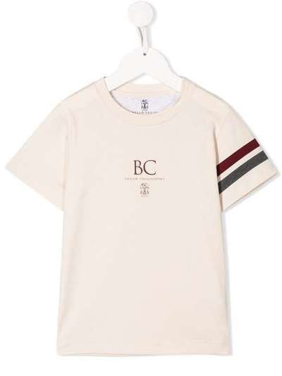 Brunello Cucinelli Kids футболка с полосками на рукаве BAT611359GCH990