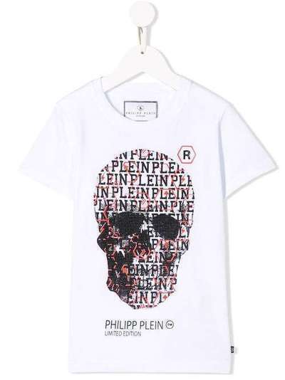 Philipp Plein Junior футболка с черепом и кристаллами P19CBTK0697PJY002N