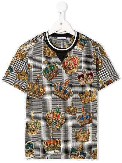 Dolce & Gabbana Kids crown print T-shirt L4JTBKG7VYI