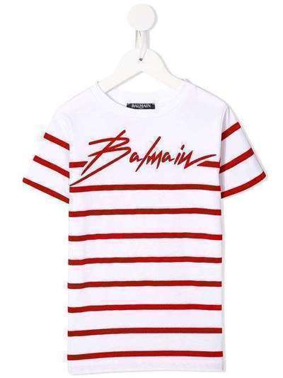 Balmain Kids striped logo T-shirt 6L8571LX160