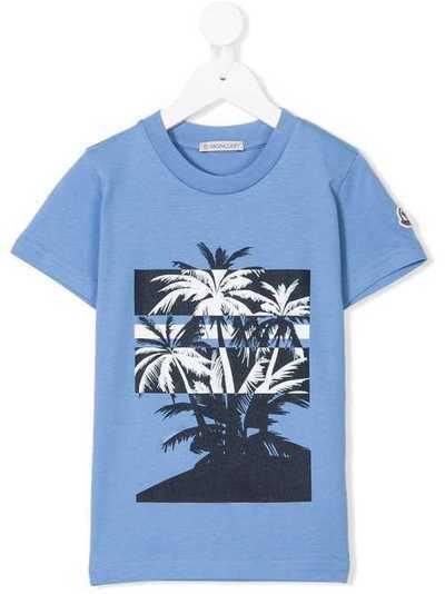 Moncler Kids футболка с принтом пальм 802045083907