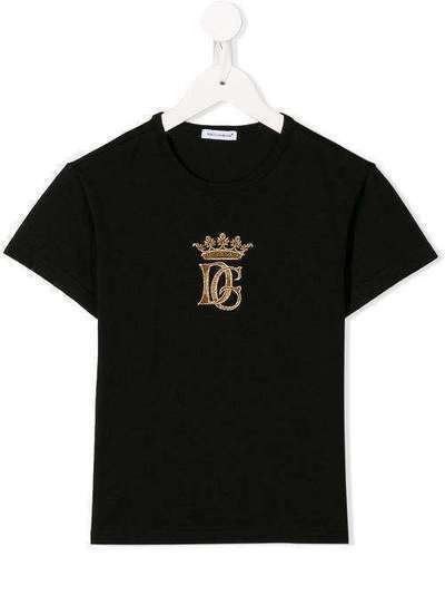 Dolce & Gabbana Kids футболка с вышитым логотипом L4JT6SG7WGB