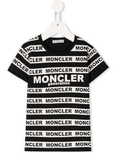 Moncler Kids футболка в полоску с логотипом F19548C708108790A
