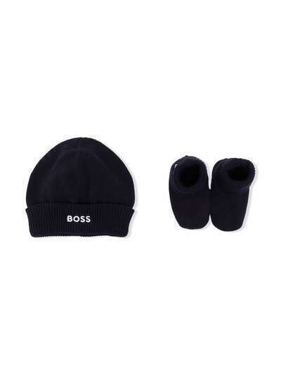 BOSS Kidswear комплект из шапки и пинеток с логотипом