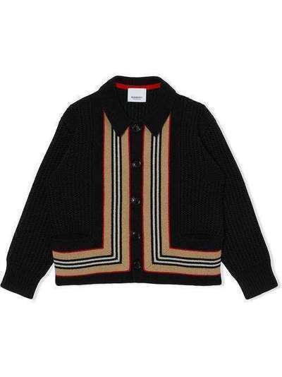 Burberry Kids кардиган с отделкой в полоску Icon Stripe 8017866