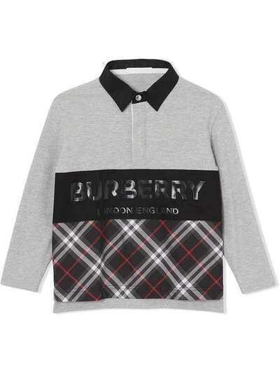 Burberry Kids рубашка-поло со вставкой в клетку и логотипом 8012394