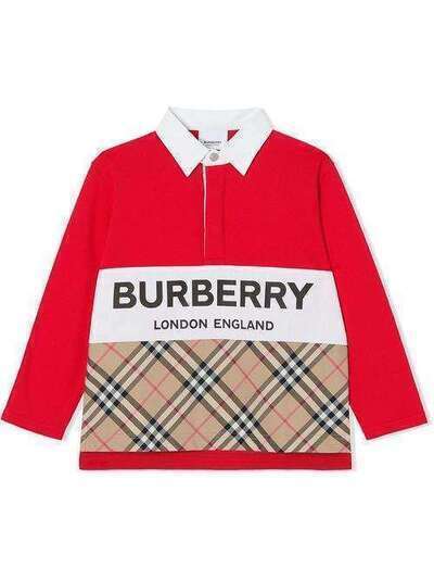 Burberry Kids клетчатая рубашка поло с длинными рукавами 8028675