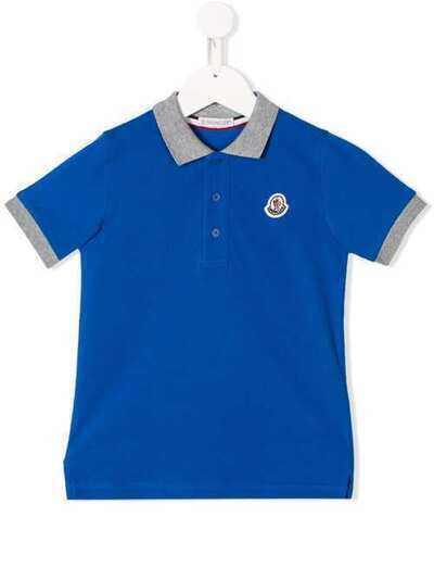 Moncler Kids рубашка-поло с короткими рукавами и контрастным подолом 8A701208496W