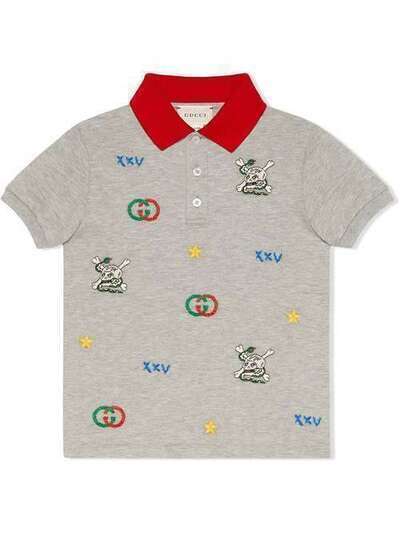 Gucci Kids рубашка-поло с вышивкой 573909XJA7E