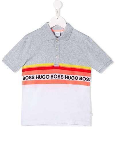Boss Kids рубашка-поло с логотипом и полосками J25E92M01