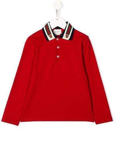 Gucci Kids рубашка-поло с контрастными полосками и отделкой Web 573851XJBEP