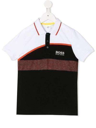 Boss Kids рубашка-поло в стиле колор-блок J25E8610B