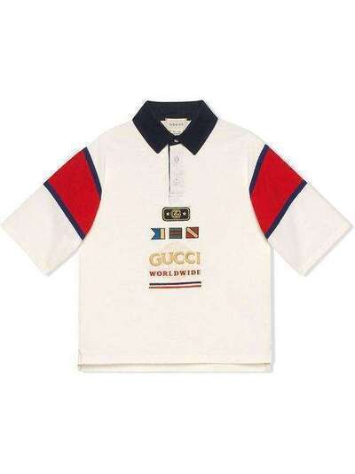Gucci Kids рубашка-поло с вышивкой Gucci Worldwide 591455XJB4D