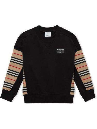 Burberry Kids толстовка со вставками в полоску Icon Stripe 8031656